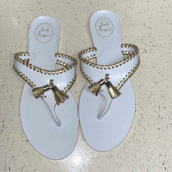 Jack Rogers Shoes - Jack Rogers white jelly tassel thong flip flop size 8